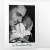 ワイルドフラワーエレガント、3フォトコラージュベビー誕生 三つ折り案内状 (内部最初)