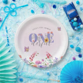 ワイルドフラワーオネダーフルバタフライ1歳カスタム誕生日 ペーパープレート (パーティー)