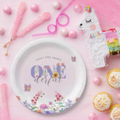 ワイルドフラワーオネダーフルバタフライ1歳カスタム誕生日 ペーパープレート (パーティー)