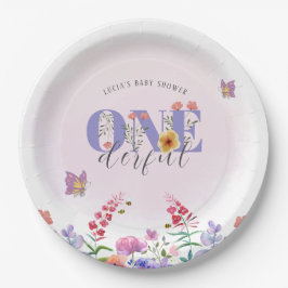 ワイルドフラワーオネダーフルバタフライ1歳カスタム誕生日 ペーパープレート
