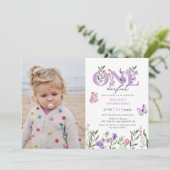 ワイルドフラワーオネダーフルフローラファースト誕生日 招待状 (スタンド正面)