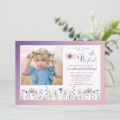 ワイルドフラワーオネダーフル1stバースデーフォト招待状 招待状 (スタンド正面)