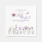 ワイルドフラワーオネダーフル1st誕生日パーティーナプキンス スタンダードカクテルナプキン (正面)