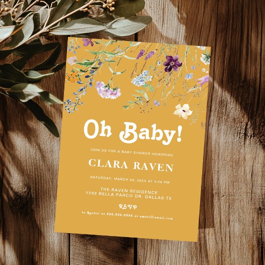 ワイルドフラワーオベビーフローラベビーシャワー招待状 招待状