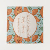 ワイルドフラワーオレンジポピー赤ちゃんシャワー タペストリー (正面(横))