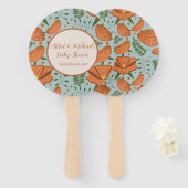ワイルドフラワーオレンジポピー赤ちゃんシャワー ハンドファン (正面&裏面)