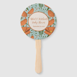 ワイルドフラワーオレンジポピー赤ちゃんシャワー ハンドファン