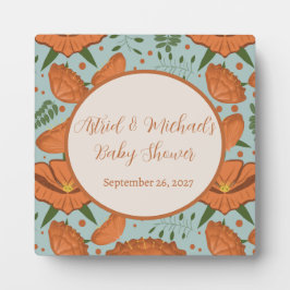 ワイルドフラワーオレンジポピー赤ちゃんシャワー フォトプラーク