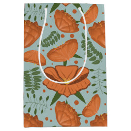 ワイルドフラワーオレンジポピー赤ちゃんシャワー ミディアムペーパーバッグ