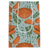 ワイルドフラワーオレンジポピー赤ちゃんシャワー ミディアムペーパーバッグ (裏面)