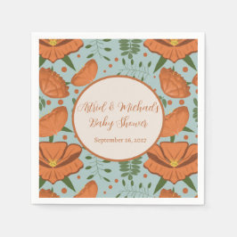 ワイルドフラワーオレンジポピー赤ちゃんシャワー|春園 スタンダードカクテルナプキン