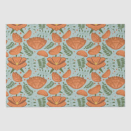 ワイルドフラワーオレンジポピー赤ちゃんシャワー 薄葉紙