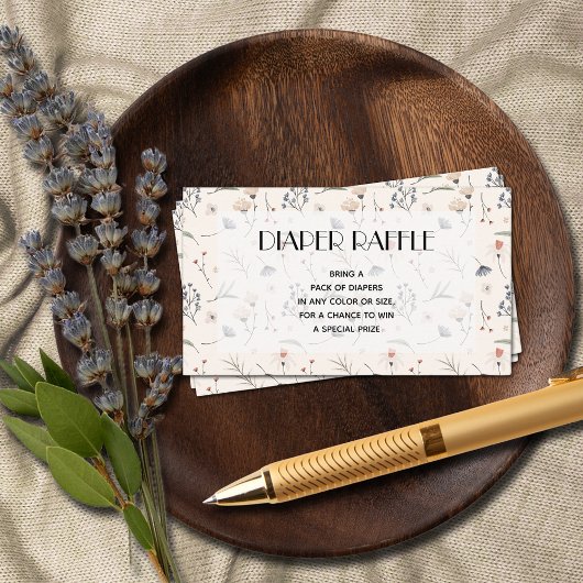 ワイルドフラワーオンアイボリーおむつラッフル エンクロージャーカード