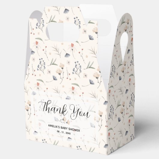 ワイルドフラワーオンアイボリーベビーシャワー フェイバーボックス (オープン)