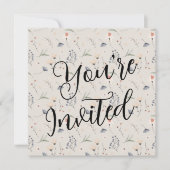 ワイルドフラワーオンアイボリーベビーシャワー 招待状 (正面)