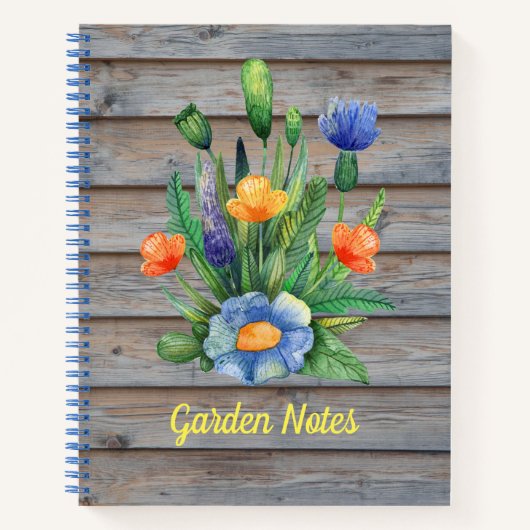 ワイルドフラワーオンウッドパネル ノートブック (正面)