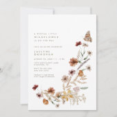 ワイルドフラワーオンザウェイ – Bohoベビーモダンシャワー 招待状 (正面)