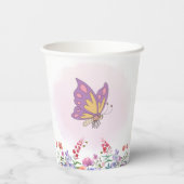 ワイルドフラワーオンダーフルバタフライ1st誕生日の好意 紙コップ (裏面)