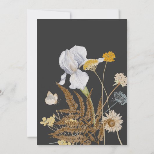 ワイルドフラワーオンチャコーク結婚式招待状 招待状 (裏面)