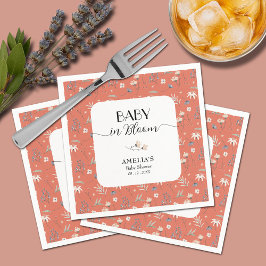 ワイルドフラワーオンテラコッタベビーシャワー スタンダードカクテルナプキン