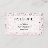 ワイルドフラワーオンピンクの女の子の赤ちゃんシャワーおむつラッフル エンクロージャーカード (正面)