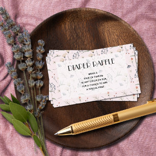 ワイルドフラワーオンピンクの女の子の赤ちゃんシャワーおむつラッフル エンクロージャーカード