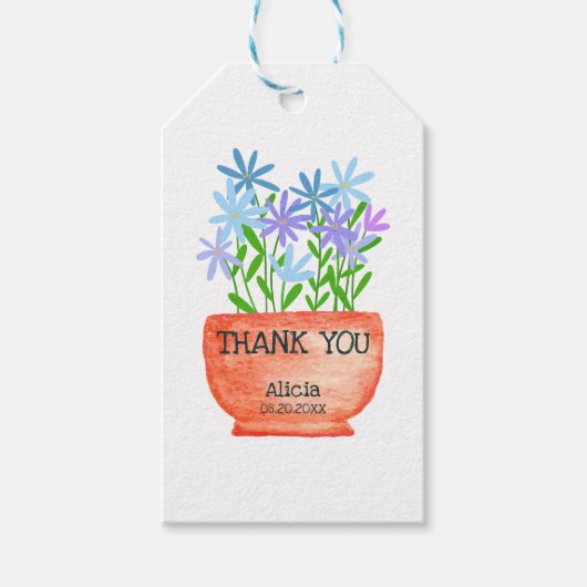ワイルドフラワーオンポット植物学誕生日ありがとう ギフトタグ (正面)