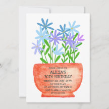 ワイルドフラワーオンポット植物学誕生日招待状