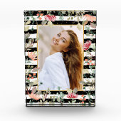 ワイルドフラワーオン白黒ストライプフォトブロック フォトブロック (正面)