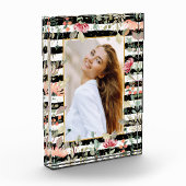 ワイルドフラワーオン白黒ストライプフォトブロック フォトブロック (左)