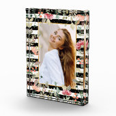 ワイルドフラワーオン白黒ストライプフォトブロック フォトブロック (右)