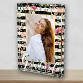 ワイルドフラワーオン白黒ストライプ卒業生 フォトブロック