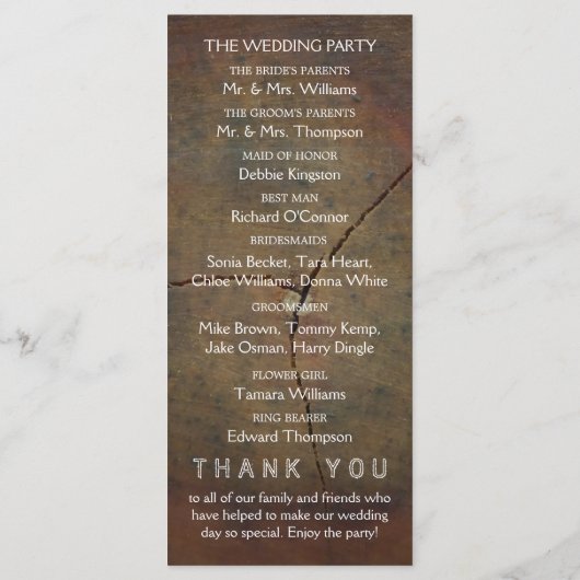 ワイルドフラワーオークウッド結婚式 プログラム (裏面)