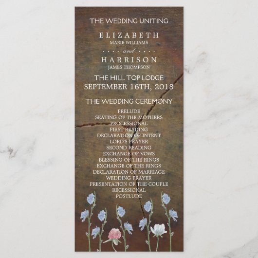 ワイルドフラワーオークウッド結婚式 プログラム (正面)