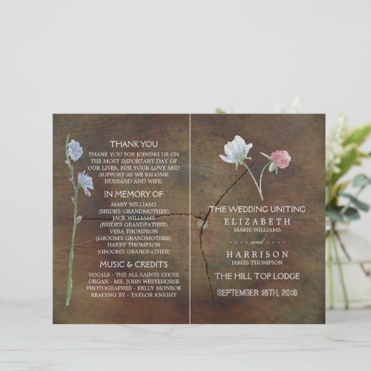 ワイルドフラワーオークウッド結婚式 プログラム (スタンド正面)