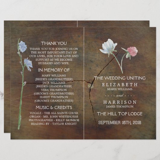 ワイルドフラワーオークウッド結婚式 プログラム (正面/裏面)