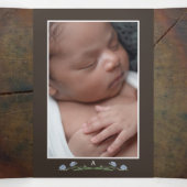 ワイルドフラワーオークウッド、3フォトコラージュベビー誕生 三つ折り案内状 (内部中)