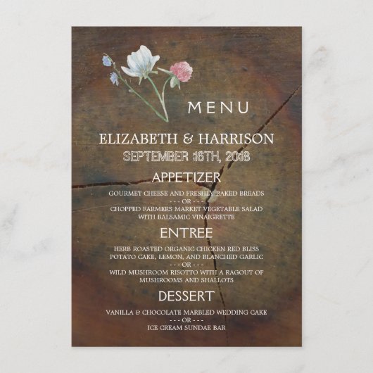 ワイルドフラワーオーク結婚ウッドのメニュー メニュー (正面)