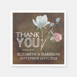 ワイルドフラワーオーク結婚ウッド スタンダードカクテルナプキン