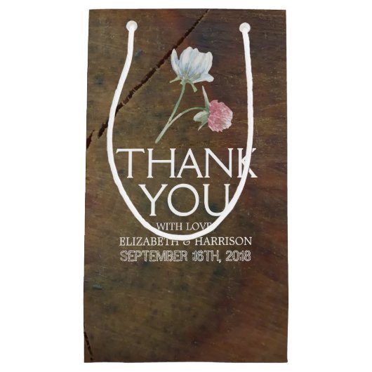 ワイルドフラワーオーク結婚ウッド スモールペーパーバッグ (正面)