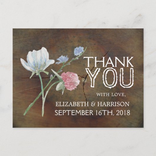 ワイルドフラワーオーク結婚ウッド ポストカード (正面)