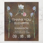 ワイルドフラワーオーク結婚ウッド ワインラベル (シングルラベル)