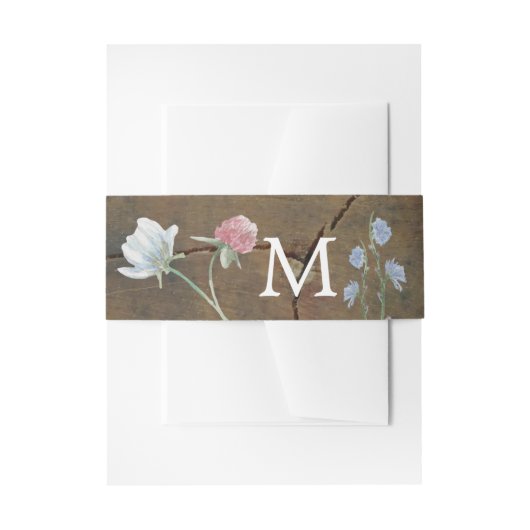 ワイルドフラワーオーク結婚ウッド 招待状ベリーバンド (正面例)