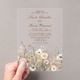ワイルドフラワーオータム秋結婚フローラ アクリル招待状