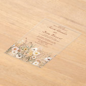 ワイルドフラワーオータム秋結婚フローラ アクリル招待状 (レイダウン)