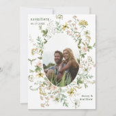 ワイルドフラワーオーバルフレーム2写真結婚のQRコード セーブザデート (正面)