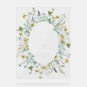 ワイルドフラワーオーバルリース結婚フレームへようこそ アクリルサイン (正面)