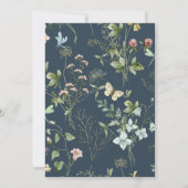 ワイルドフラワーオーバル結婚フレームのネイビーブルー 招待状 (裏面)