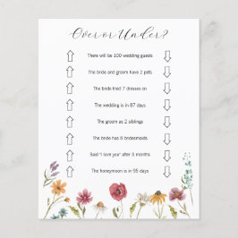 ワイルドフラワーオーバーまたは下ブライダルシャワーゲーム