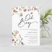 ワイルドフラワーオーボーイベビーシャワー招待状 招待状 (スタンド正面)